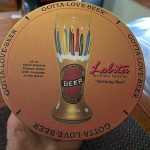 Lolita Hand-Painted “Birthday Beer” 22oz Pilsner NWT